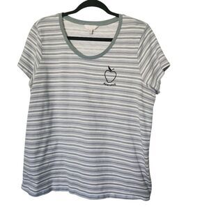 LC Lauren Conrad Womens Striped Round Neck T-Shirt Organic Cotton Size XXL